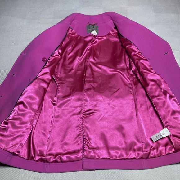 J Crew Majesty Peacoat Womens 4 Pink Stadium Cloth Wool Gold Double Breasted - Picture 4 of 15